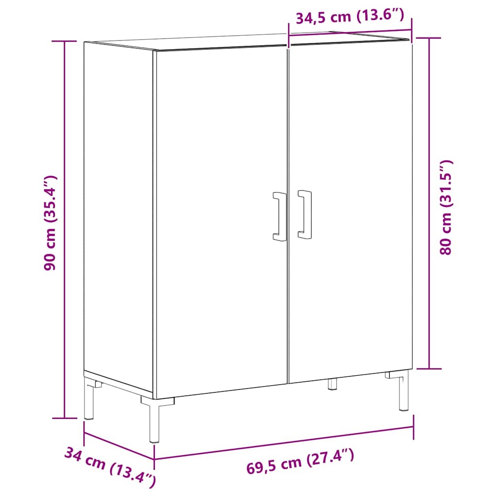 Servírovací Skříň Černý Dub 69,5 X 34 X 90 Cm Kompozitní Dřevo