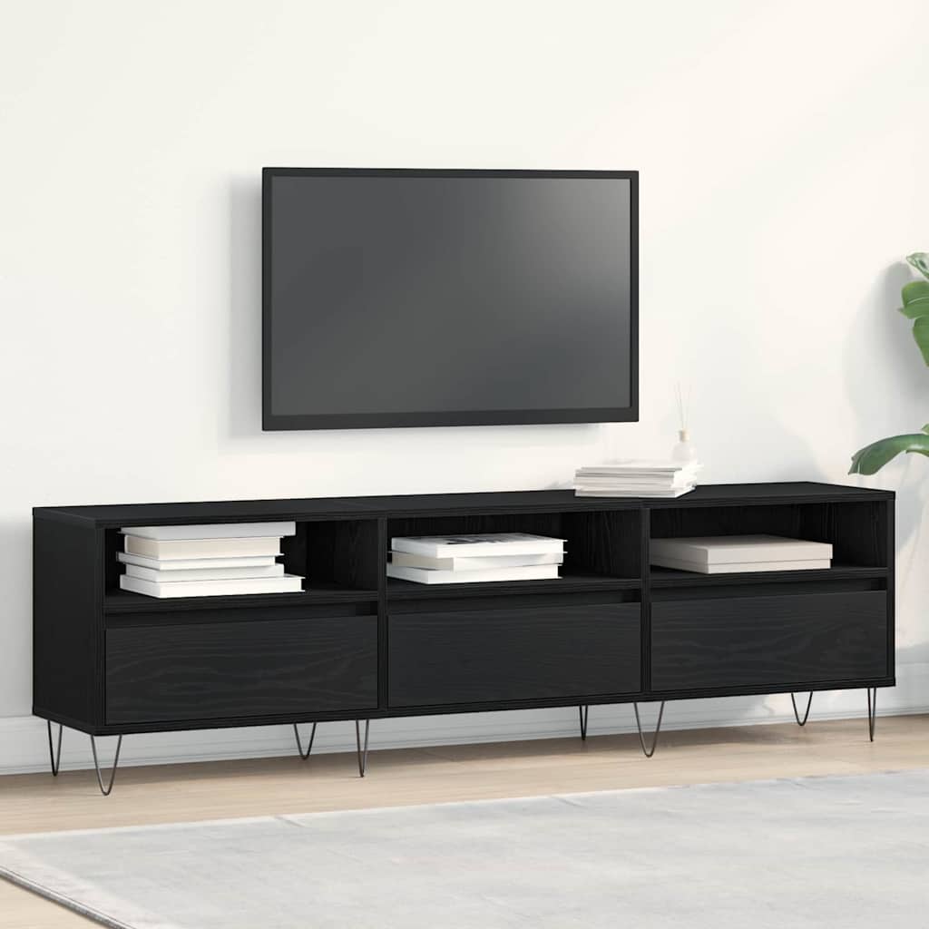 Televizní Skříň 150 X 30 X 44,5 Cm Černý Dub Kompozitní Dřevo