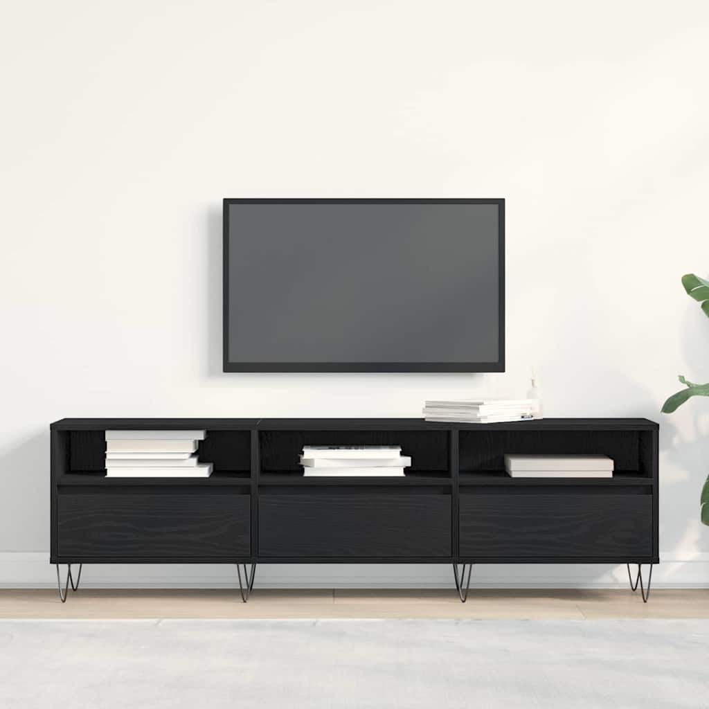 Televizní Skříň 150 X 30 X 44,5 Cm Černý Dub Kompozitní Dřevo