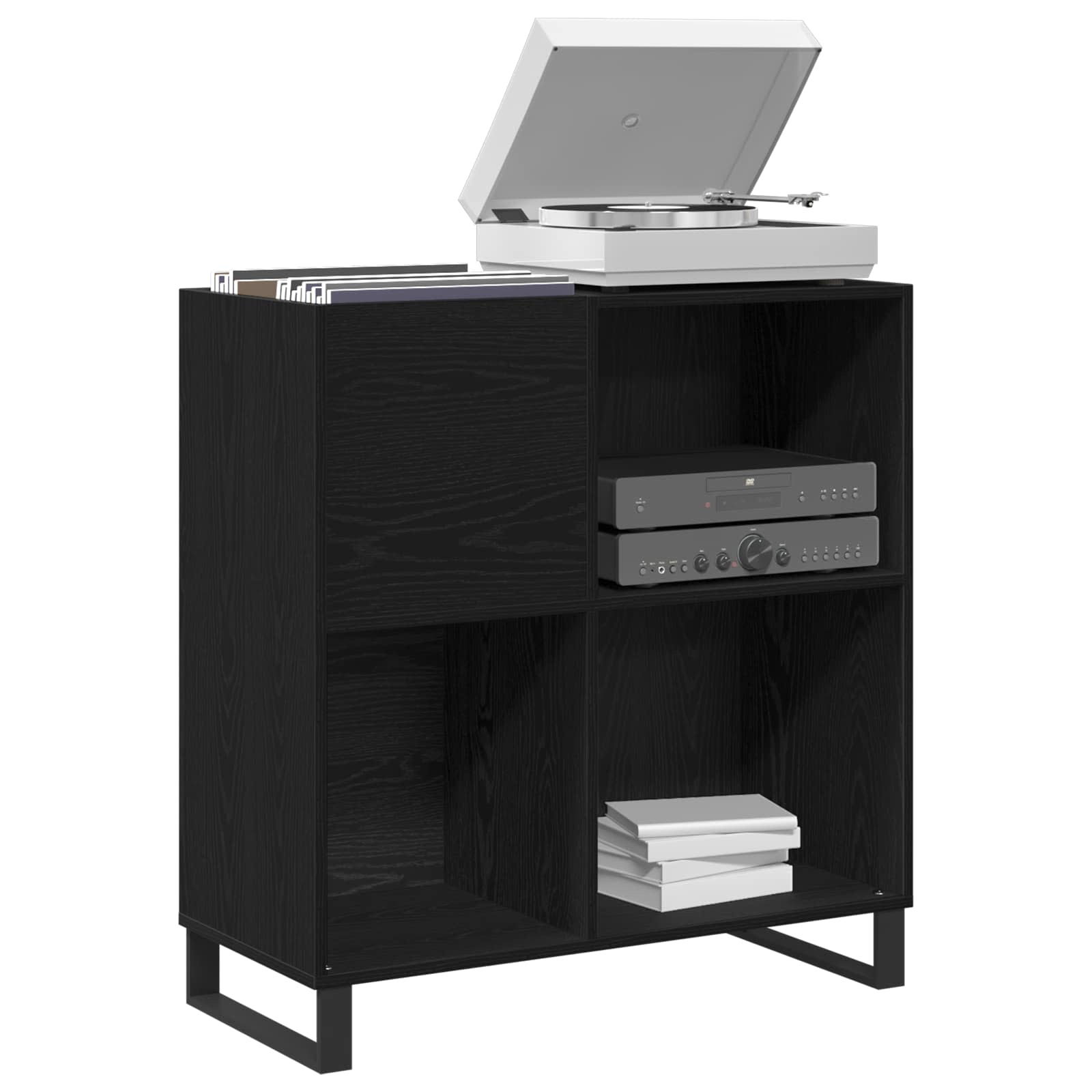 Skříň Na Gramofonové Desky Černý Dub 84,5 X 38 X 89 Cm