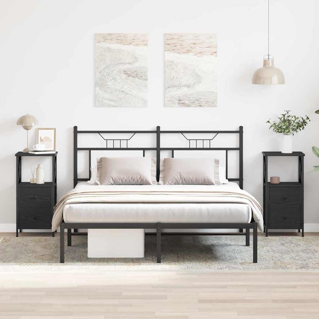 Noční Skříňka 2 Ks Černý Dub 34 X 35,5 X 70 Cm Kompozitní Dřevo