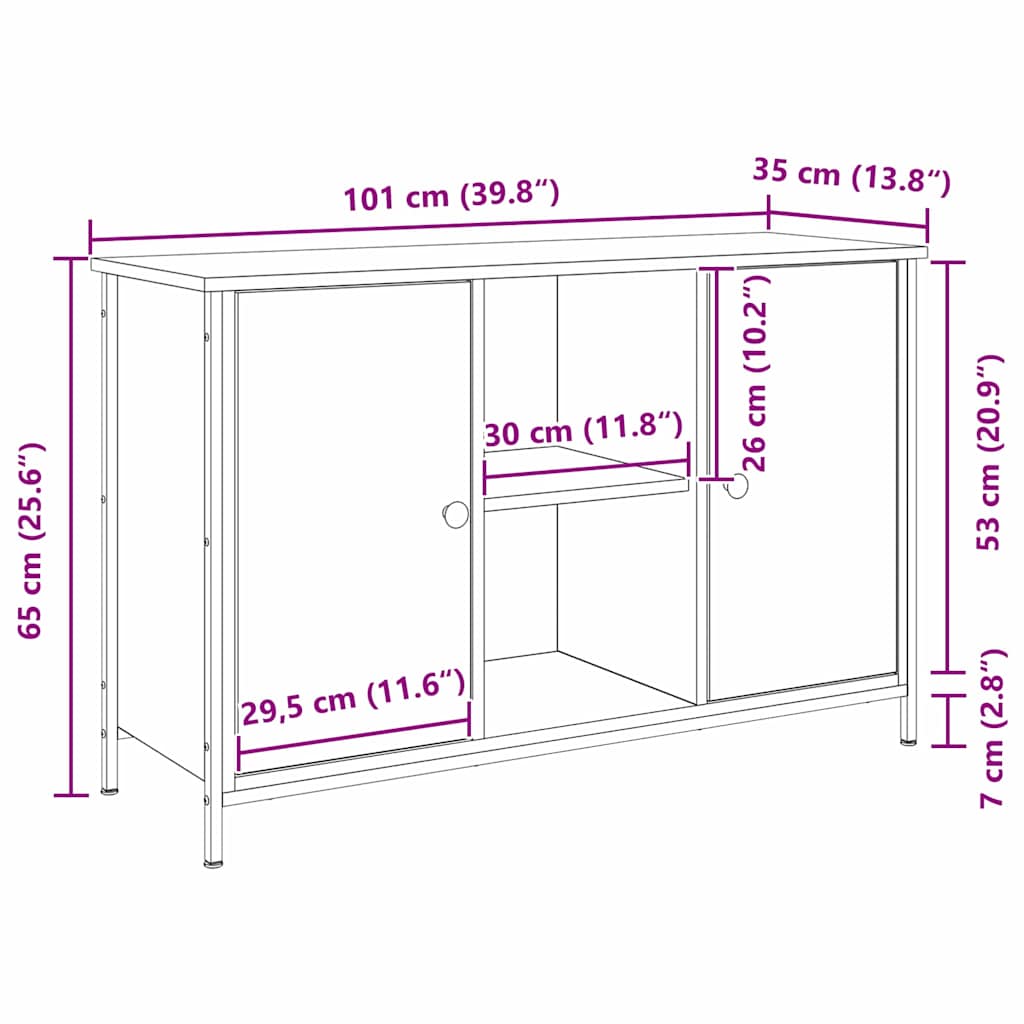 Sestava Tv Skříněk 101 X 35 X 65 Cm Černý Dub Kompozitní Dřevo