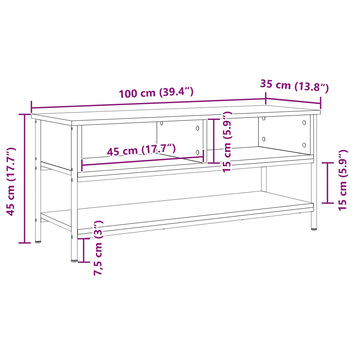 Sestava Tv Skříněk 100 X 35 X 45 Cm Černý Dub Kompozitní Dřevo