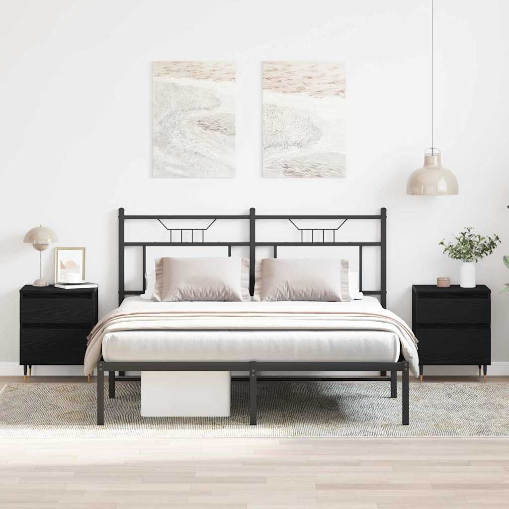 Noční Skříňka 2 Ks Černý Dub 40 X 35 X 50 Cm Kompozitní Dřevo