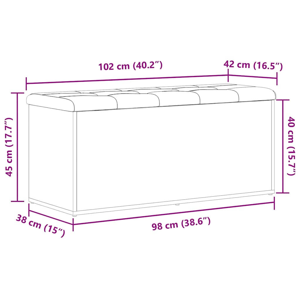 Úložná Lavice Černý Dub 102 X 42 X 45 Cm Kompozitní Dřevo