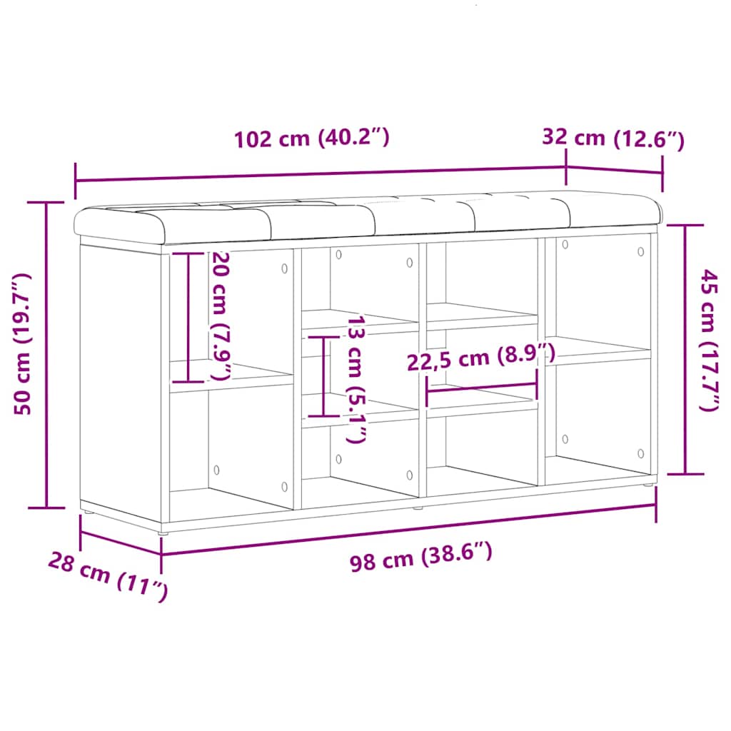 Lavička Na Boty Černý Dub 102 X 32 X 50 Cm Kompozitní Dřevo