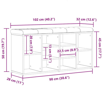 Lavička Na Boty Černý Dub 102 X 32 X 50 Cm Kompozitní Dřevo