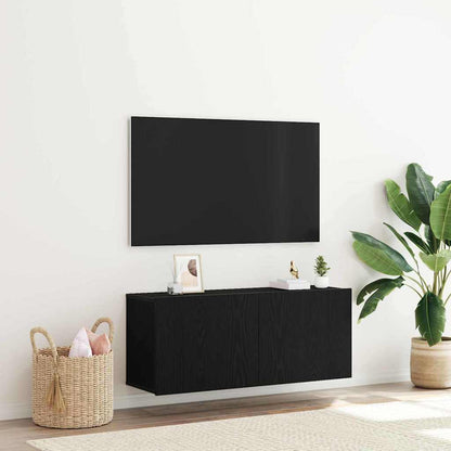Sestava Tv Skříněk 100 X 30 X 41 Cm Černý Dub Kompozitní Dřevo