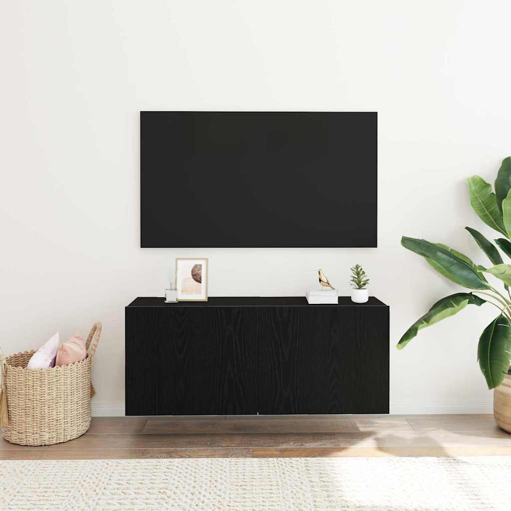 Sestava Tv Skříněk 100 X 30 X 41 Cm Černý Dub Kompozitní Dřevo