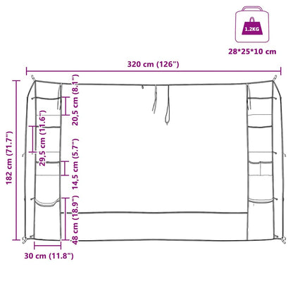 Závěsný Organizér Na Stan Šedá A Modrá 320 X 182 Cm Oxford