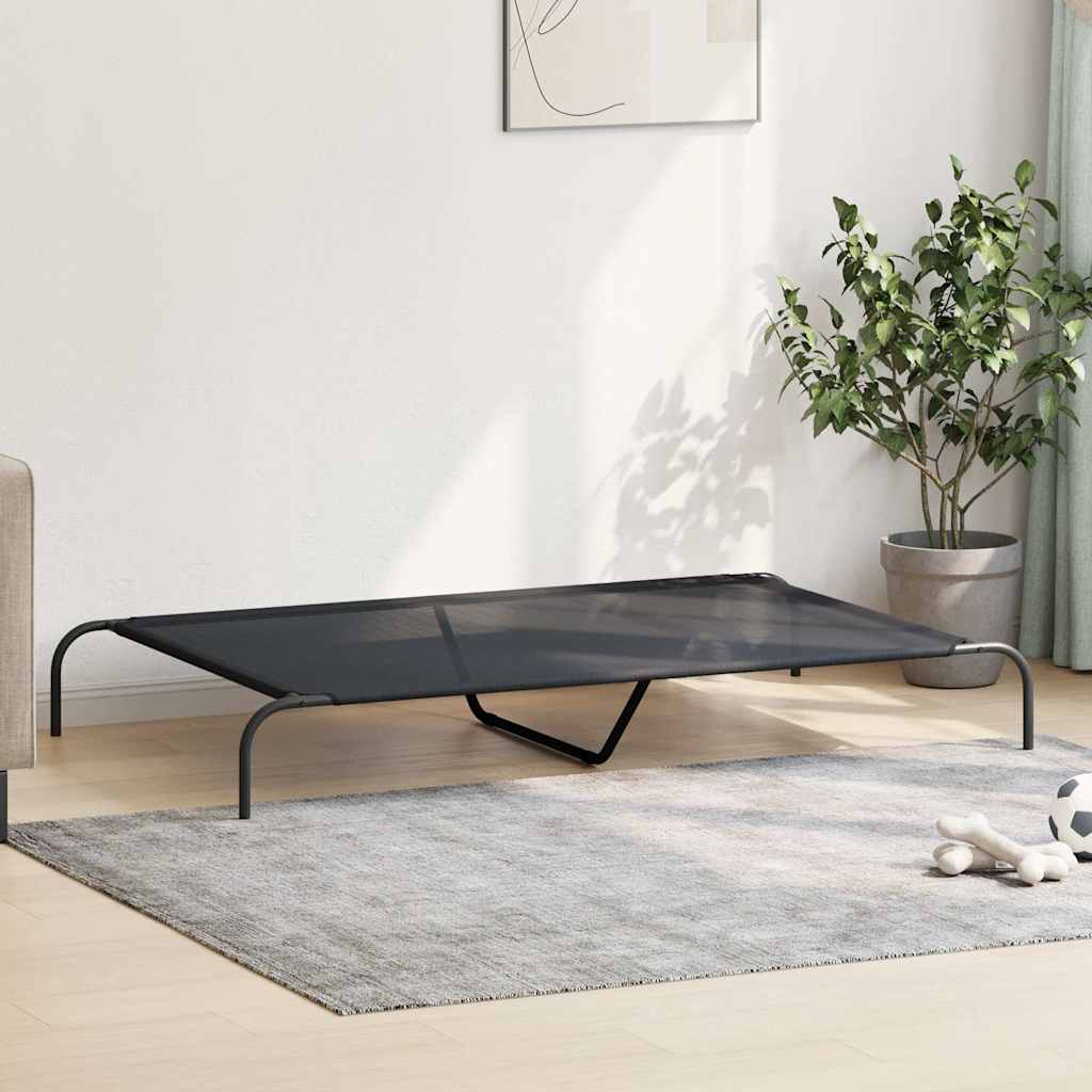 Vyvýšený Pelíšek Pro Psy Černý 150X90X20 Cm Textilén A Ocel