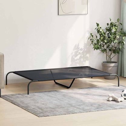 Vyvýšený Pelíšek Pro Psy Černý 150X90X20 Cm Textilén A Ocel