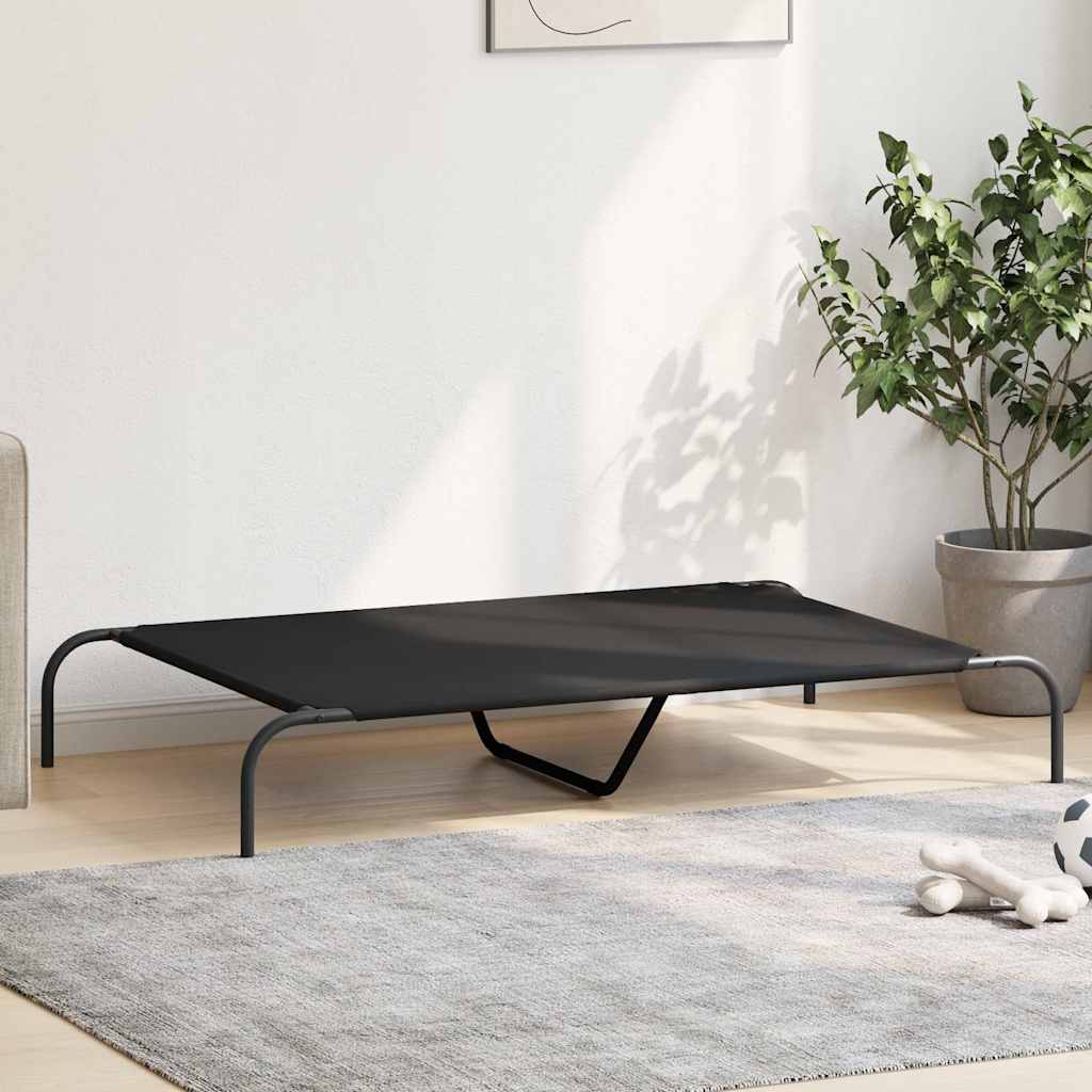 Vyvýšený Pelíšek Pro Psy  Černý 130X80X20Cm Oxford Fabric A Ocel
