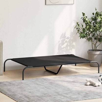 Vyvýšený Pelíšek Pro Psy  Černý 130X80X20Cm Oxford Fabric A Ocel