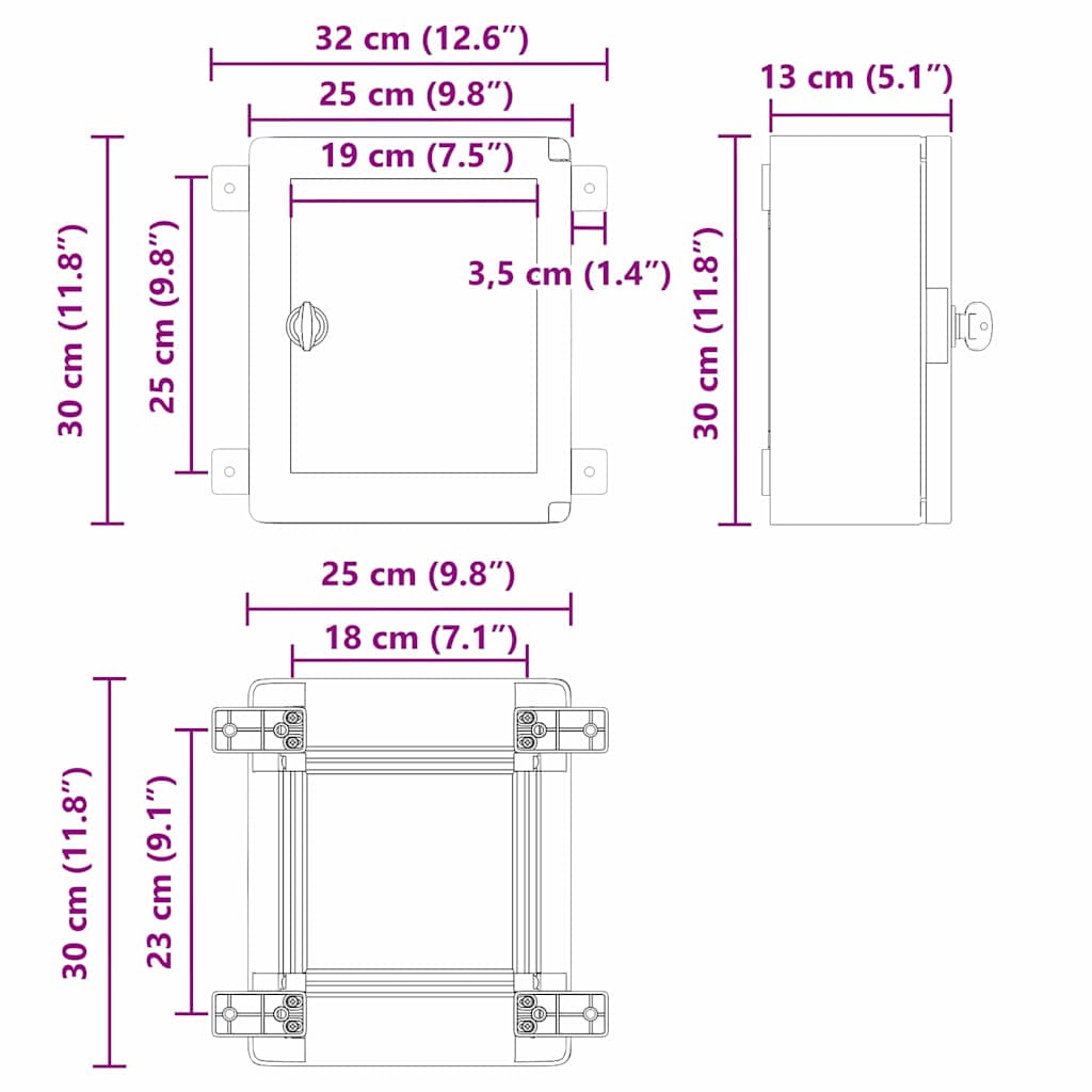Ovládací Skříň Šedá 32 X 13 X 30 Cm Abs Plast