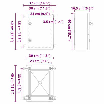 Ovládací Skříň Šedá 37 X 16,5 X 40 Cm Abs Plast