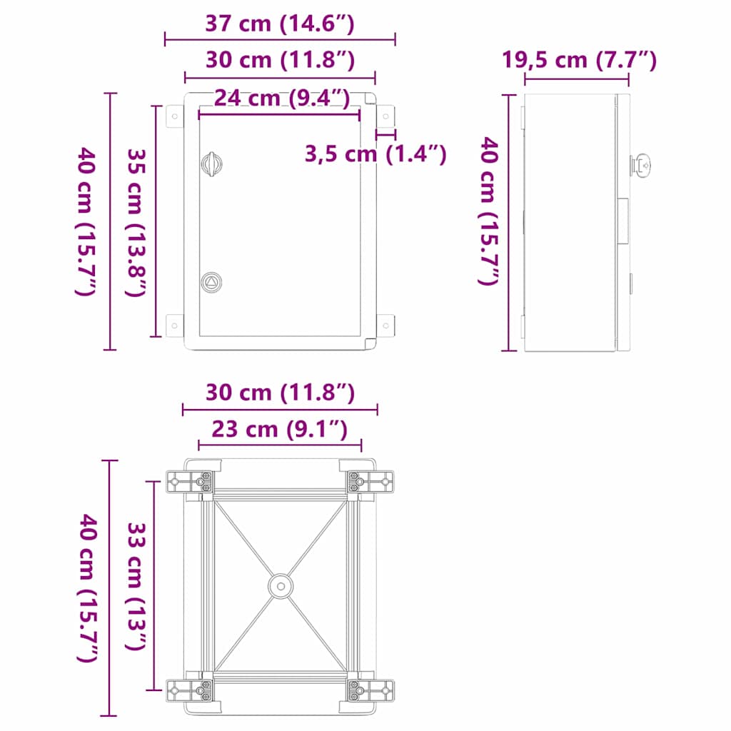 Ovládací Skříň Šedá 37 X 19,5 X 40 Cm Abs Plast