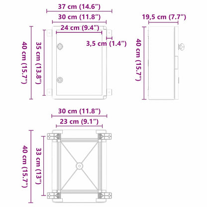 Ovládací Skříň Šedá 37 X 19,5 X 40 Cm Abs Plast