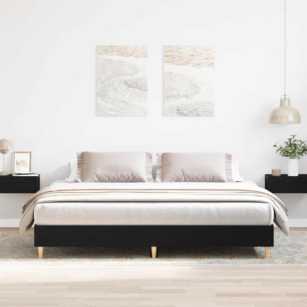 Rám Postele Černý Dub 203 X 183 X 25 Cm Kompozitní Dřevo
