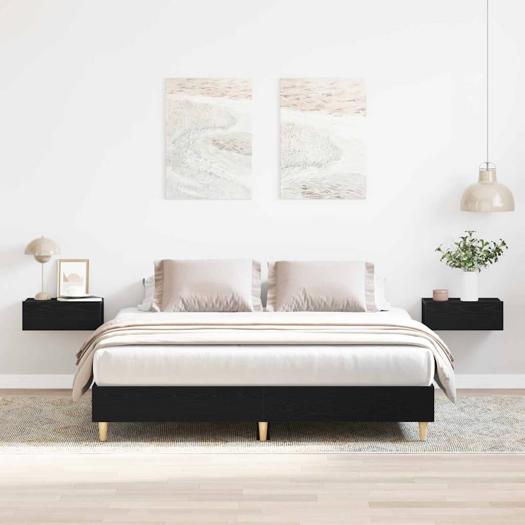 Rám Postele Černý Dub 203 X 153 X 25 Cm Kompozitní Dřevo