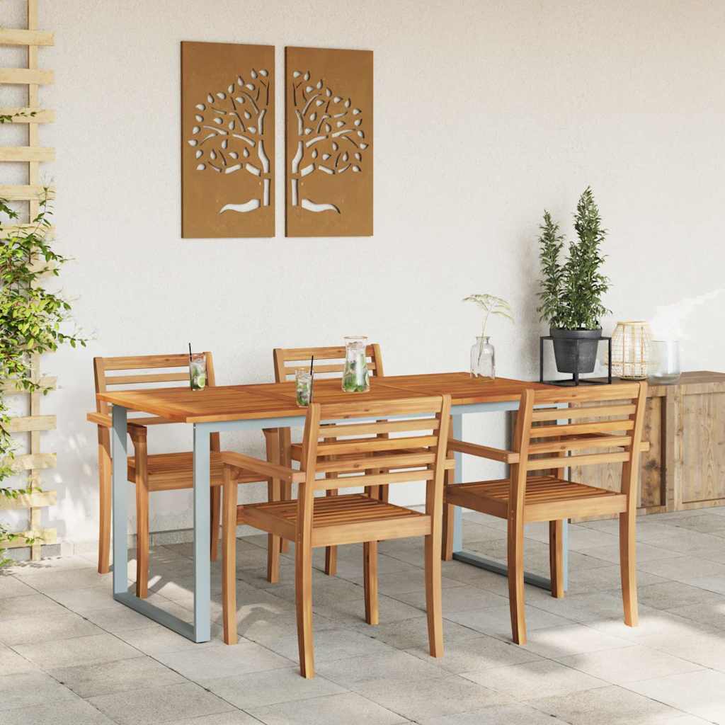 Zahradní Stůl Šedá 160 X 80 X 75 Cm Masivní Akátové Dřevo
