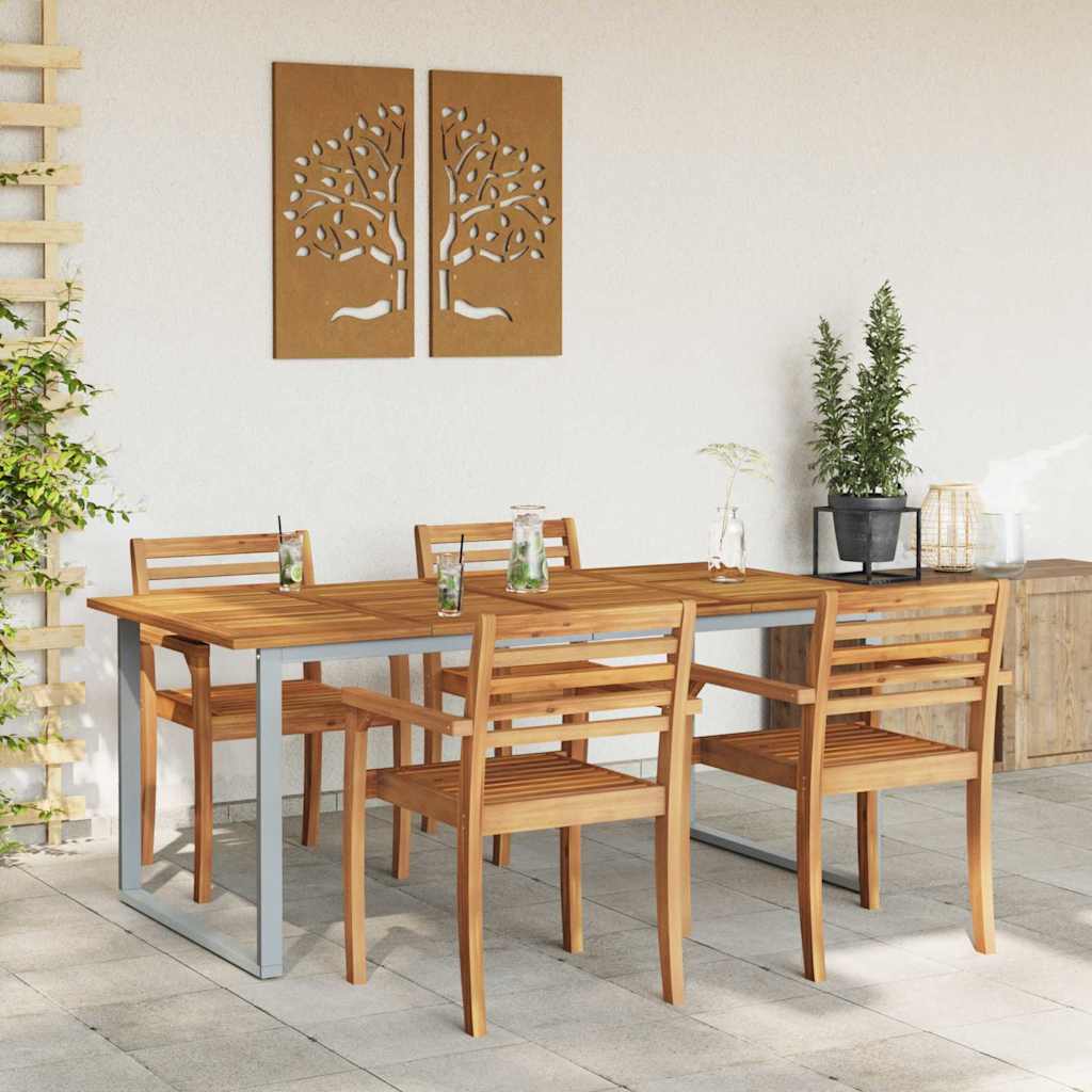 Zahradní Stůl Šedá 180 X 90 X 75 Cm Masivní Akátové Dřevo