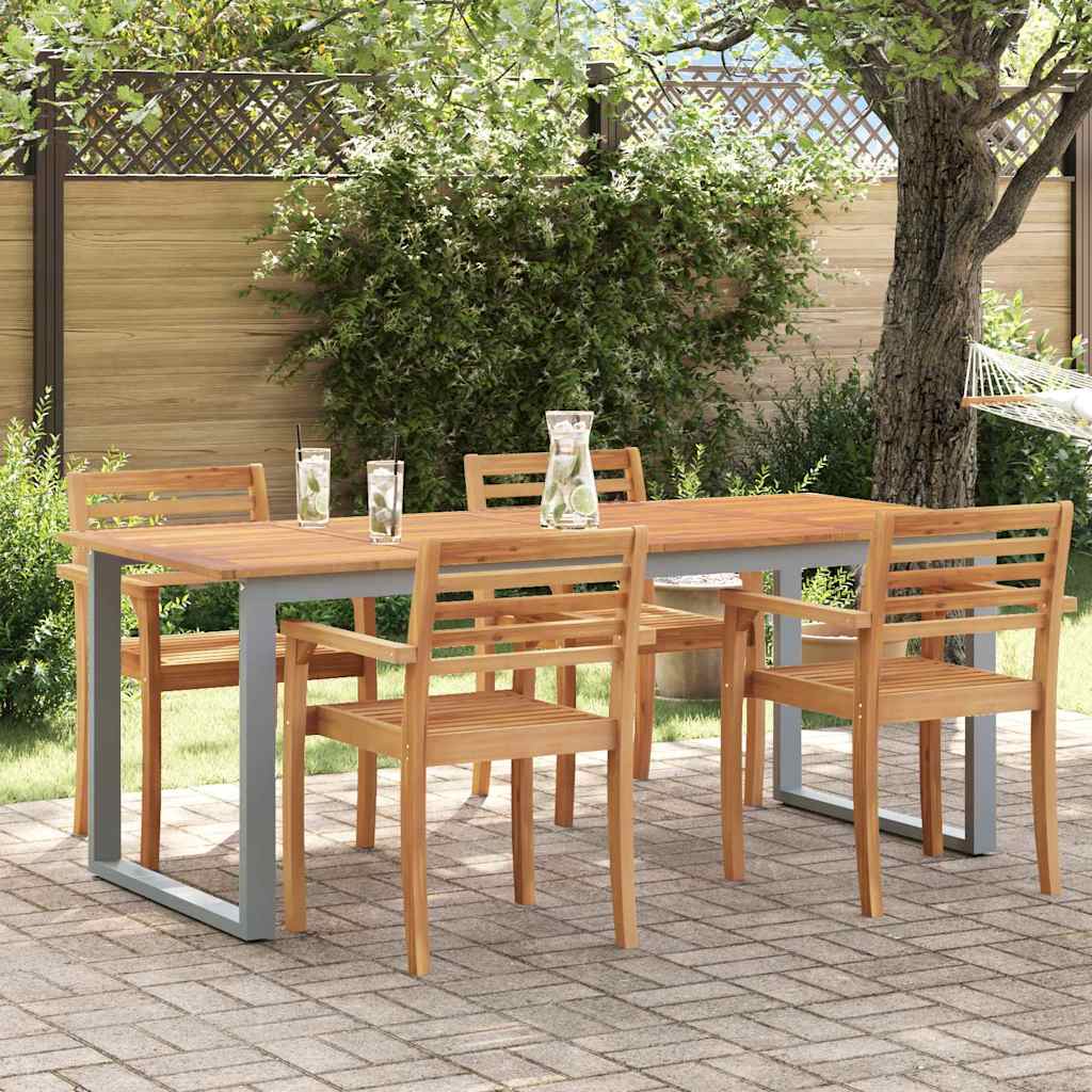 Zahradní Stůl Šedá 200 X 90 X 75 Cm Masivní Akátové Dřevo