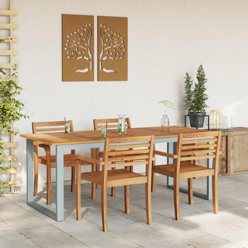 Zahradní Stůl Šedá 200 X 90 X 75 Cm Masivní Akátové Dřevo