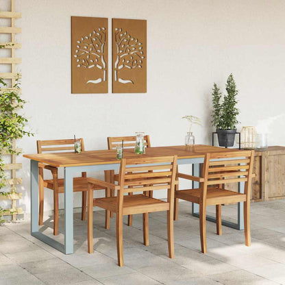 Zahradní Stůl Šedá 200 X 90 X 75 Cm Masivní Akátové Dřevo