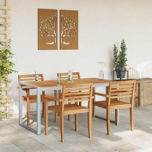 Zahradní Stůl Šedá 160 X 80 X 75 Cm Masivní Akátové Dřevo