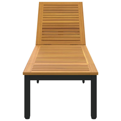 Zahradní Lehátko Černá 200 X 55 X 35 Cm Masivní Akátové Dřevo