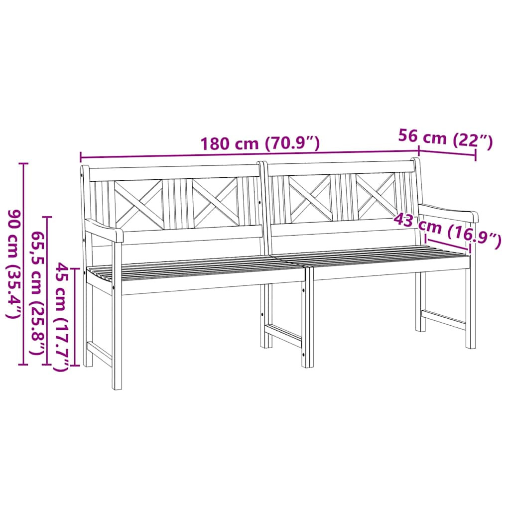 Venkovní Lavice Přírodní 180 X 56 X 90 Cm Masivní Akátové Dřevo