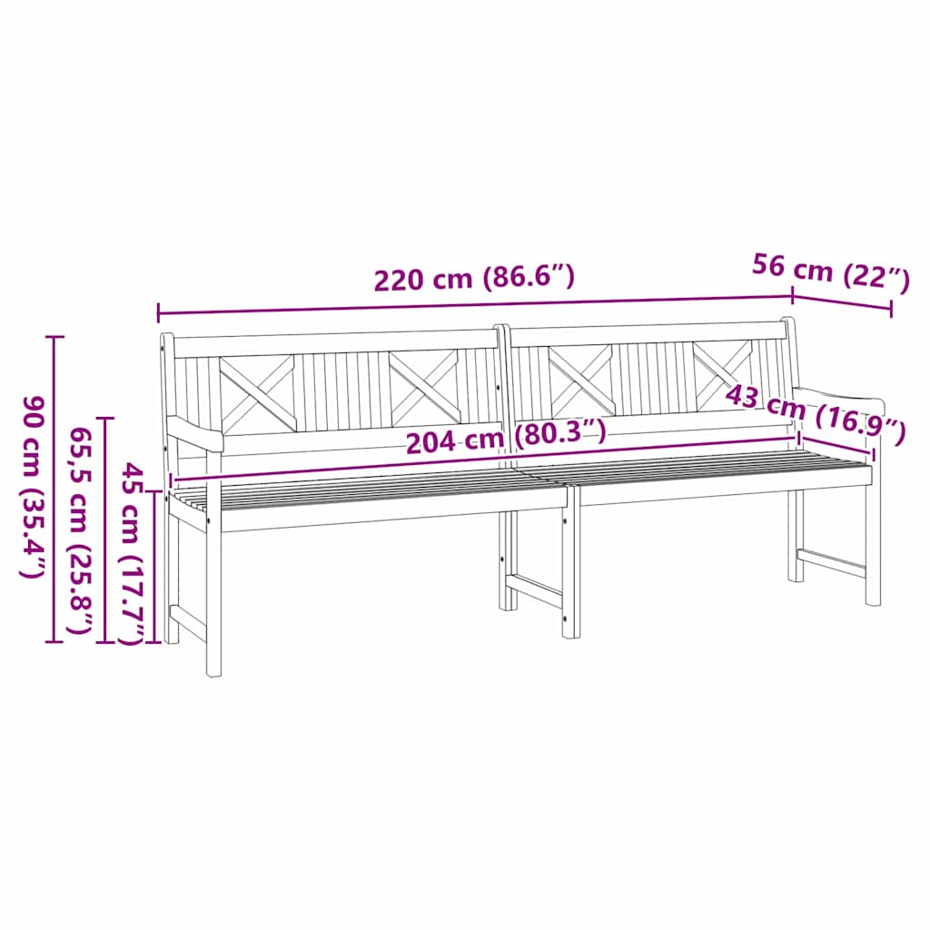 Venkovní Lavice Přírodní 220 X 56 X 90 Cm Masivní Akátové Dřevo