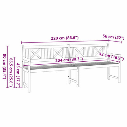 Venkovní Lavice Přírodní 220 X 56 X 90 Cm Masivní Akátové Dřevo