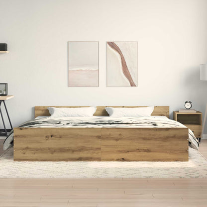 Rám Postele Artisanový Dub 203 X 203 X 50 Cm Kompozitní Dřevo