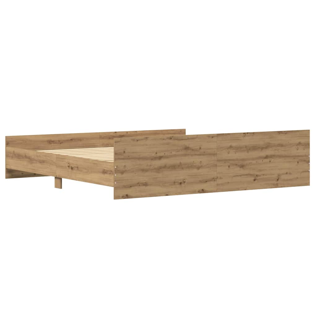Rám Postele Artisanový Dub 203 X 203 X 50 Cm Kompozitní Dřevo