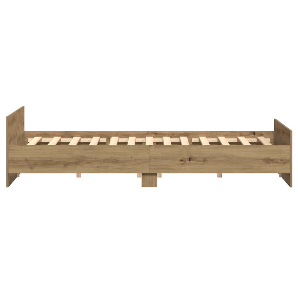Rám Postele Artisanový Dub 203 X 203 X 50 Cm Kompozitní Dřevo