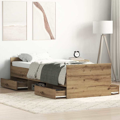 Rám Postele Artisanový Dub 193 X 78 X 50 Cm Kompozitní Dřevo