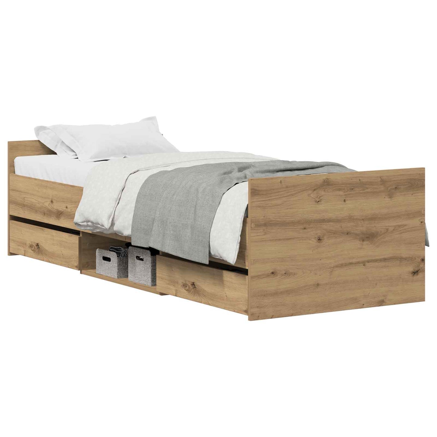 Rám Postele Artisanový Dub 193 X 78 X 50 Cm Kompozitní Dřevo