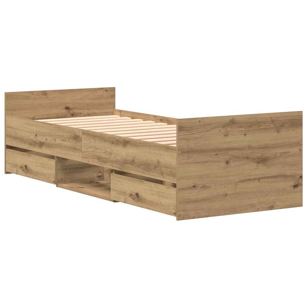 Rám Postele Artisanový Dub 193 X 78 X 50 Cm Kompozitní Dřevo