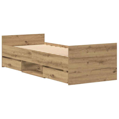 Rám Postele Artisanový Dub 193 X 78 X 50 Cm Kompozitní Dřevo