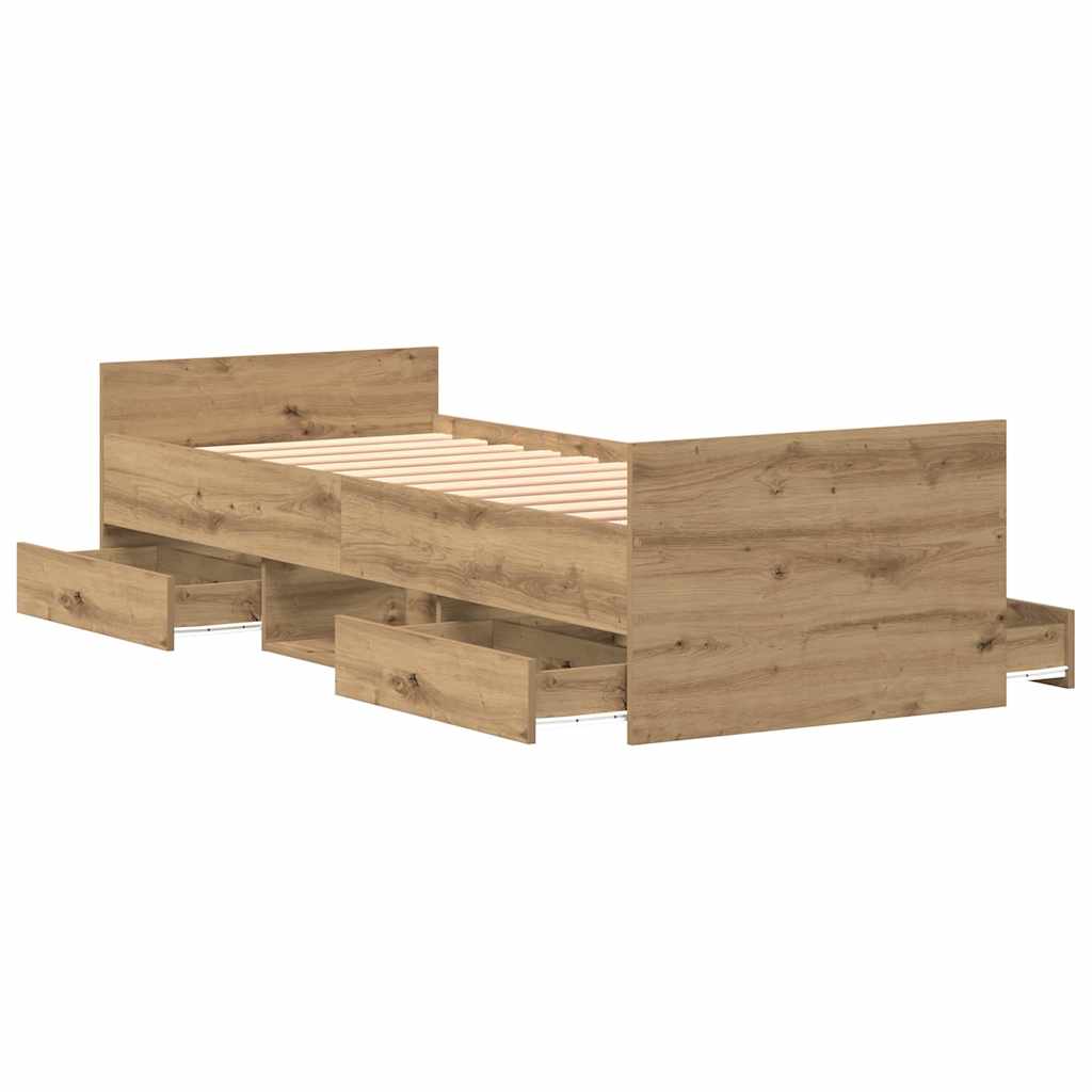 Rám Postele Artisanový Dub 193 X 78 X 50 Cm Kompozitní Dřevo
