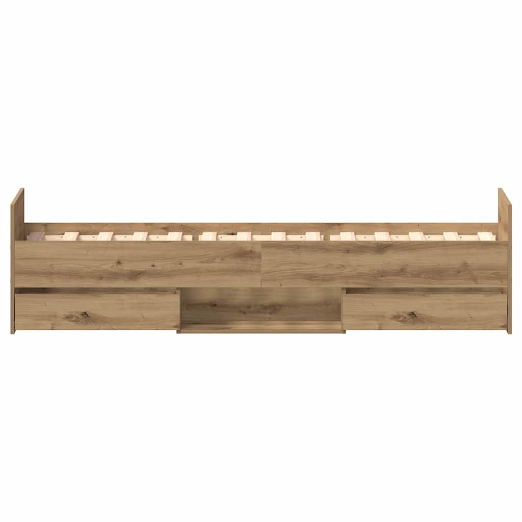 Rám Postele Artisanový Dub 193 X 78 X 50 Cm Kompozitní Dřevo