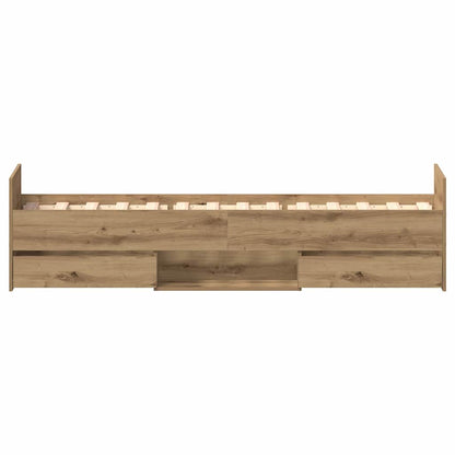 Rám Postele Artisanový Dub 193 X 78 X 50 Cm Kompozitní Dřevo