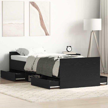 Rám Postele S Čelo Černý Dub 193 X 78 X 50 Cm Kompozitní Dřevo
