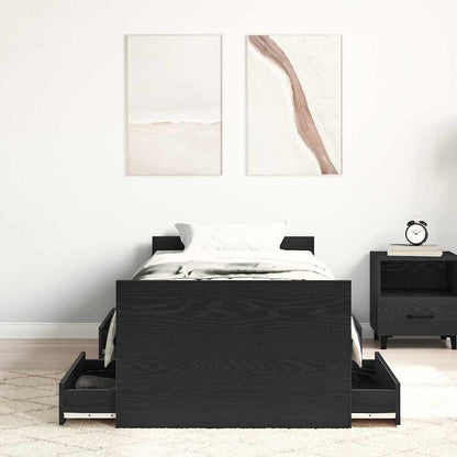 Rám Postele S Čelo Černý Dub 193 X 78 X 50 Cm Kompozitní Dřevo
