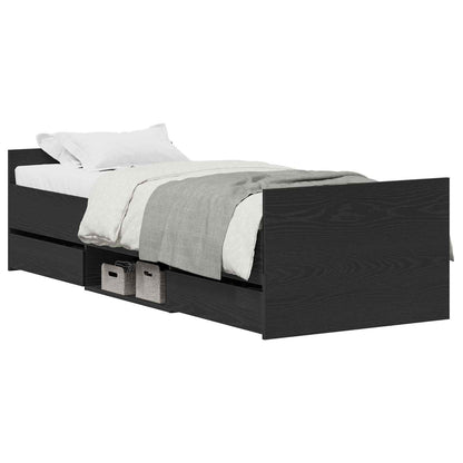 Rám Postele S Čelo Černý Dub 193 X 78 X 50 Cm Kompozitní Dřevo
