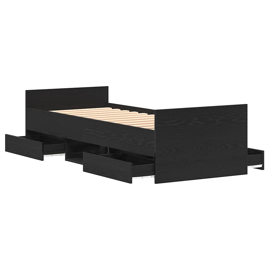 Rám Postele S Čelo Černý Dub 193 X 78 X 50 Cm Kompozitní Dřevo
