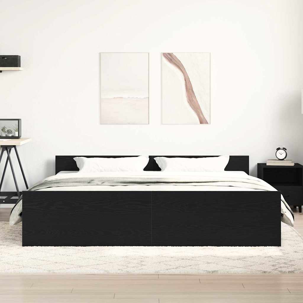 Rám Postele Bez Matrace Černý Dub 180X200 Cm, Dřevěné Podlahy