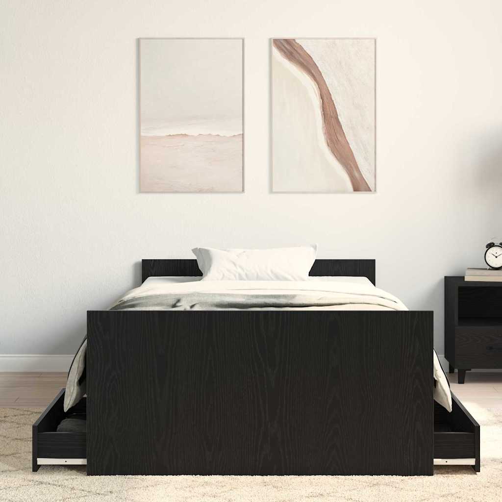 Rám Postele Černý Dub 203 X 103 X 50 Cm Kompozitní Dřevo